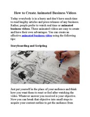 How to Create Animated Business Videos