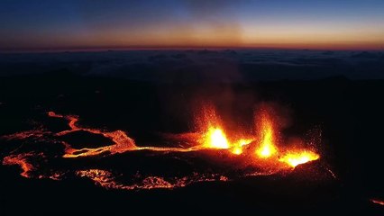 Eruption du Piton de la Fournaise filée par un drône