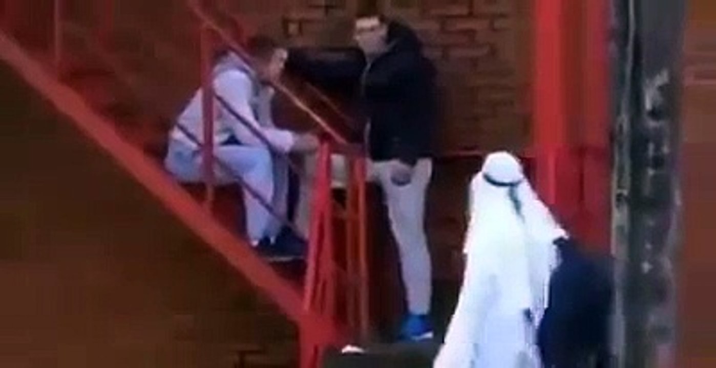 Funny 2016 prank - Russian pretending to be terrorist throwing fake bomb bag