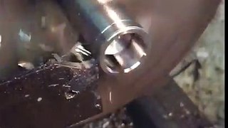 Slow motion machining - parting off tungsten - lathe