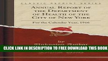 New Book Annual Report of the Department of Health of the City of New York: For the Calendar Year,