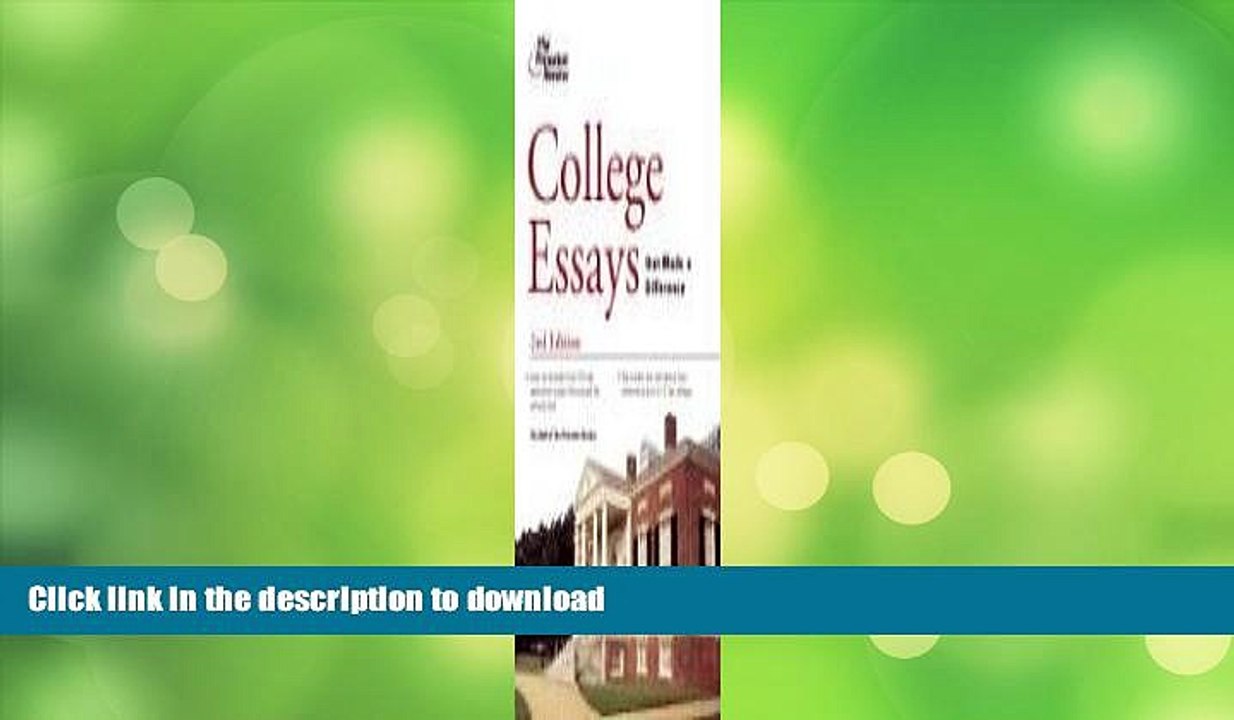 FAVORITE BOOK  College Essays That Made a Difference, 2nd Edition (College Admissions Guides)