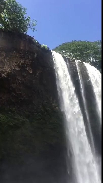 Il saute du haut de cette chute d'eau. Complètement fou ce gars