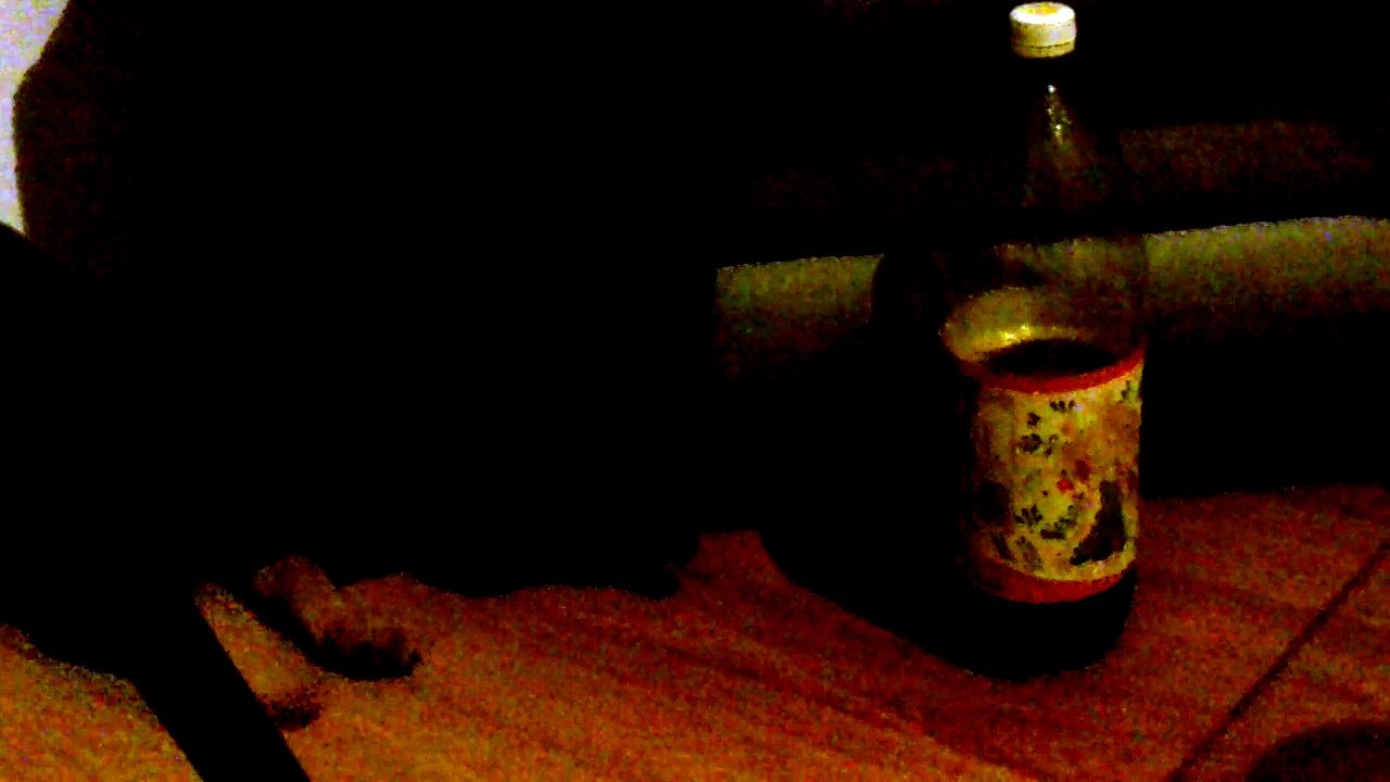 Stella playing with bottle of Kofola May 2016