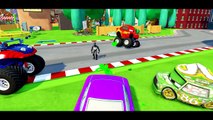 FUNNY BIG MCQUEEN CARS & SPIDERMAN CAR! Colors | Monster Trucks For Children   Nursery Rhymes