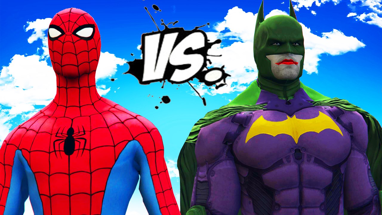 SPIDERMAN VS JOKER BATSUIT The Laughing Knight ( Joker / Batman ) vs