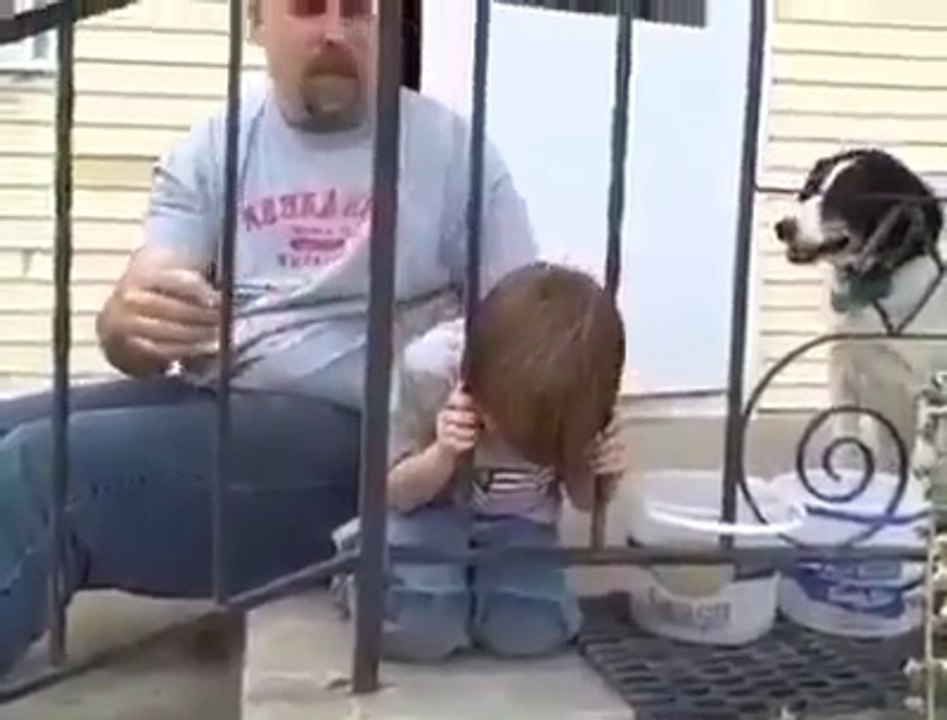 Kid gets stuck lol