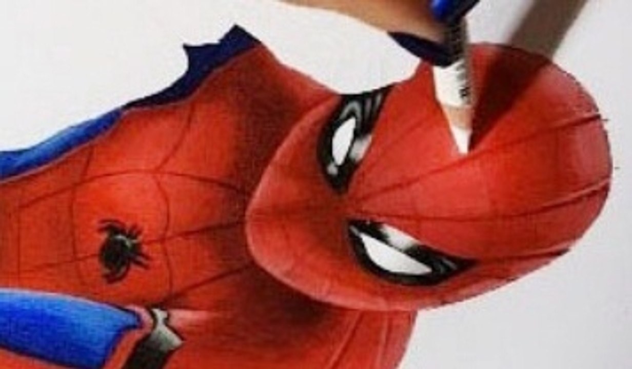 Speed Drawing of Spider-Man Homecoming How to Draw Time Lapse Art Video Colored Pencil Illustration Artwork Draw Realism