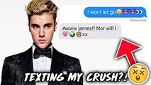 SONG LYRIC TEXT PRANK ON MY CRUSH!!! Cold Water - Justin Bieber