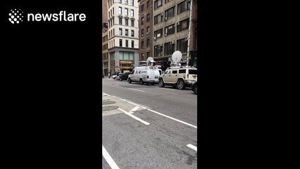 Large number of media gathered in New York after explosion