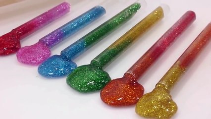 How To Make Colors Mess Cylinder Glitter Slime Clay Learn Colors Slime Crayon Maker