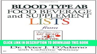 Collection Book Blood Type AB Food, Beverage and Supplemental Lists