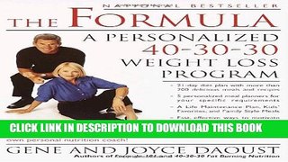 New Book The Formula: A Personalized 40-30-30 Weight Loss Program