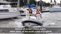 Annual all-at-sea cricket match takes place