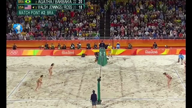 Brazil defeats to Team USA in women's beach volleyball semi in Rio Olympics.2016-96GFs9nJ968