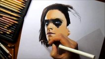 Speed Drawing of Bucky Barnes The Winter Soldier How to Draw Time Lapse Art Video Colored Pencil Illustration Artwork