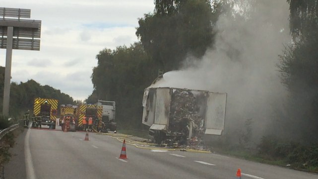 Camion en feu sur la RN165
