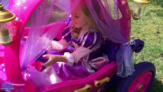 Disney Princess Carriage Ride On Toy Power Wheels Car at The Pirate Ship Playground Park for Kids