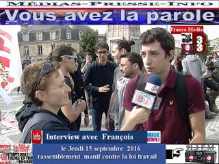 Télévision-Bordeaux-Média-France interview avec François et yvette