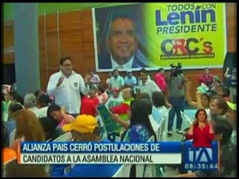 Alianza PAIS cerró postulaciones de candidatos a la Asamblea Nacional