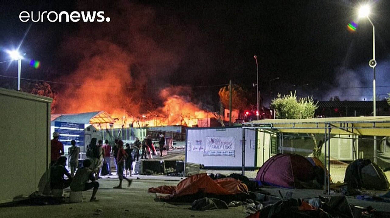 Grèce : incendie dans un camp de réfugiés et de migrants