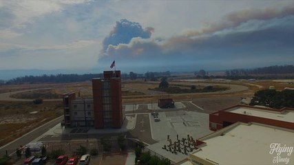 US Army Trains as Canyon Fire Burns in the Background