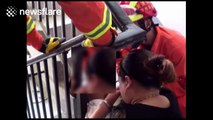 Boy, 6, rescued after getting his head caught in stairs