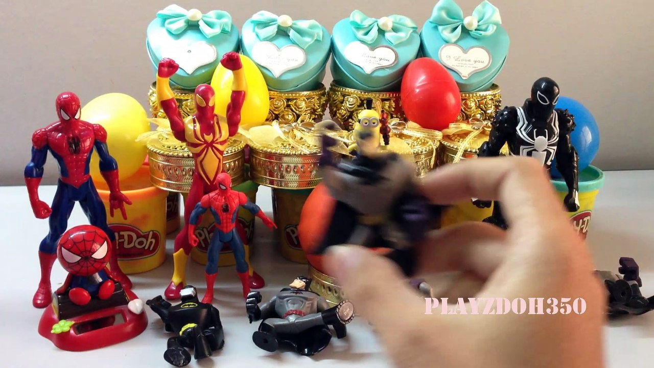 PLAY DOH SURPRISE EGGS with Surprise Toys,Spiderman,Marvel, Batman,Doraemon toys,Dota 2,Toys Videos for children