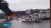 Cháy tàu du lịch ở Hạ Long, khách nhảy xuống biển