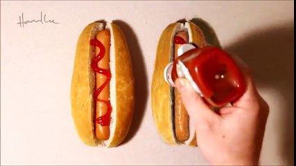 Chiếc bánh hotdog được vẽ 3D khiến người xem điên đầu vì giống như thật