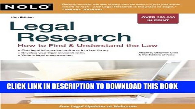 [PDF] Legal Research: How to Find Understand the Law Full Online[PDF] Legal Research: How to