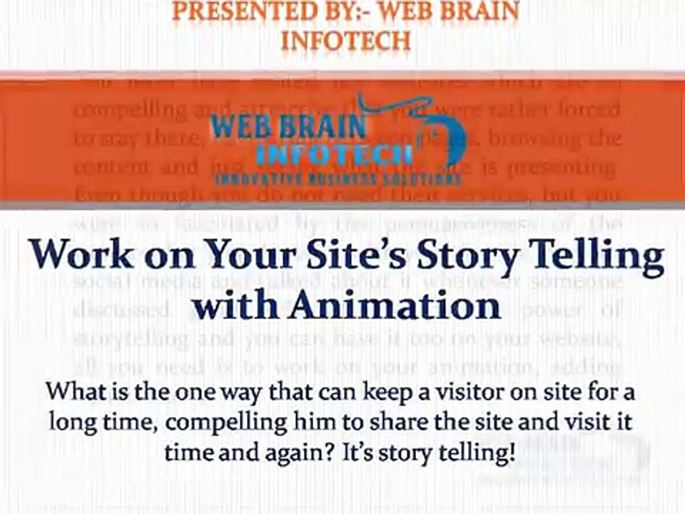 Work on Your Site’s Story Telling with Animation - Web Brain InfoTech