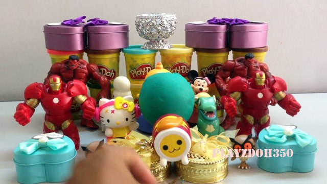 PLAY DOH SURPRISE EGGS with Surprise Toys,Hulk,Marvel Avengers, Iron Man,Angry Birds,Toys Videos For kids