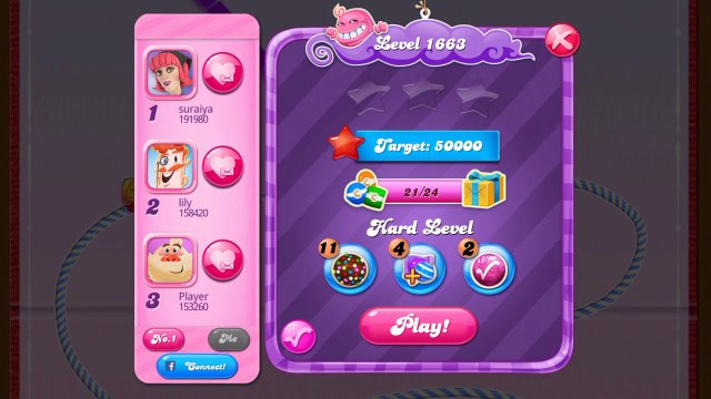 Candy Crush Saga Level 1663 color bomb no boosters