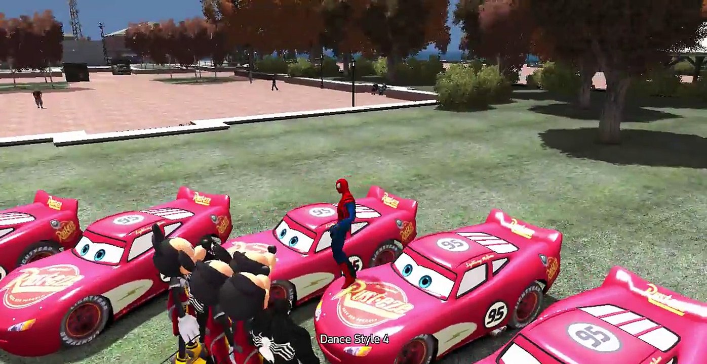 Venom SPIDERMAN & Mickey Mouse with BLUE Lightning McQueen Cars + Songs for Children & Rhymes HD