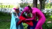 Frozen Elsa w/ Pink Girl vs Batman – Super Girl friends Help Spiderman! Superhero in Real Life!
