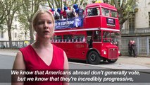 All aboard! 'Stop Trump' bus campaigns in London