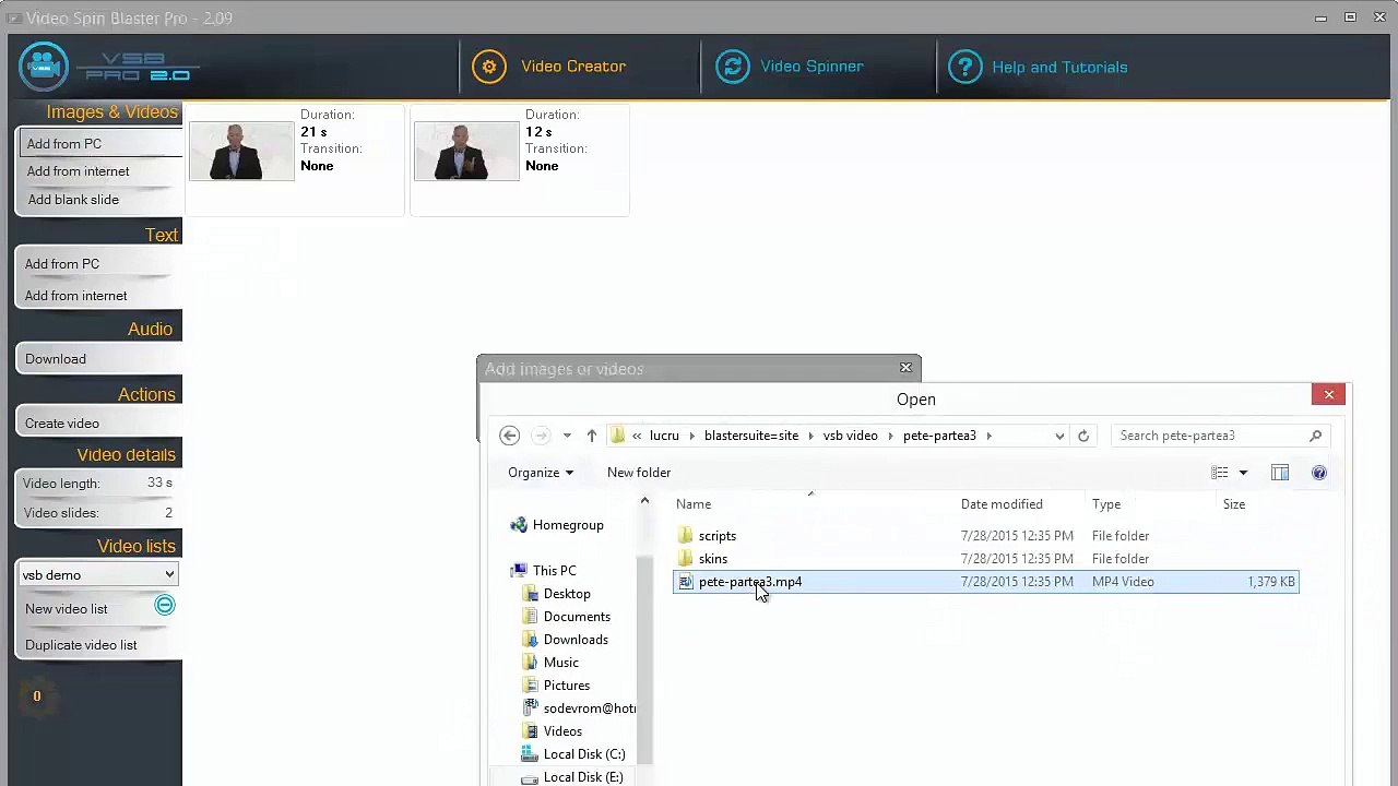 Video Spin Blaster Pro Demo