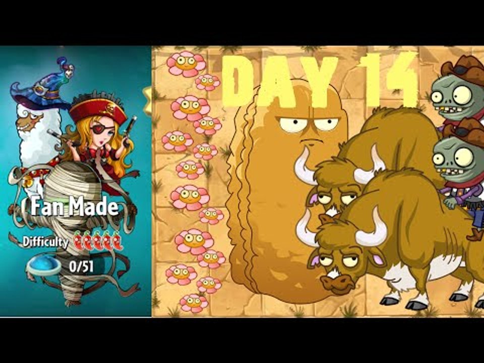 Plants vs. Zombies 2 - Fan Made World by OyKus - Level 14 (Given Plants, Flowers)