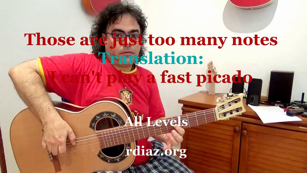 "That´s just showing off...too many notes" Translation:  I can´t play fast Picado at all (Flamenco)