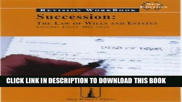 [PDF] Succession: Revision Workbook: The Law of Wills and Estates (Old Bailey Press Revision