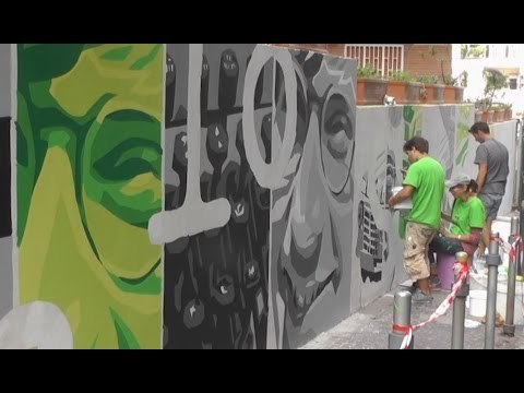 Napoli - Un murale racconta la vita di Giancarlo Siani (21.09.16)