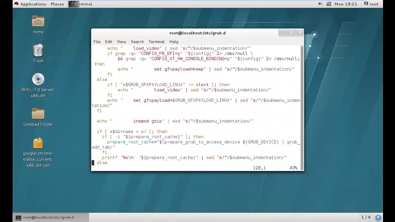 How to secure grub in redhat 7