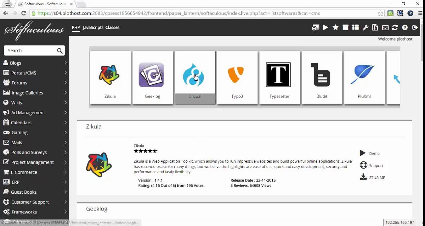 How to install Drupal via Softaculous