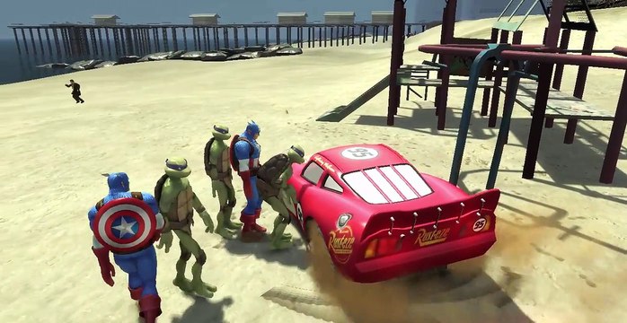 Spiderman & Teenage Mutant Ninja Turtles (TMNT) with Captain America McQueen Cars! + Nursery Rhymes