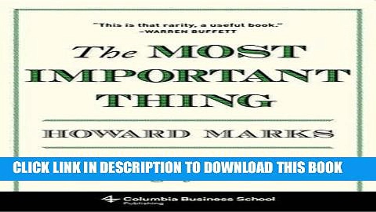 [PDF] The Most Important Thing: Uncommon Sense for the Thoughtful Investor Popular Colection