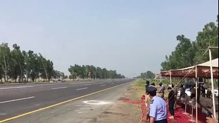 Footage of PAF Mirages landing on motorway, while motorway police takes photos.