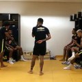 Neymar dancing with his teammates in dressing room