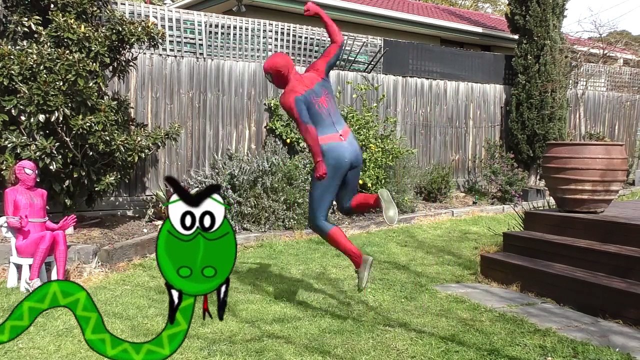 Spiderman Vs SNAKE ATTACK with Pink Spidergirl and Joker! Fun Superhero Movie In Real Life! part