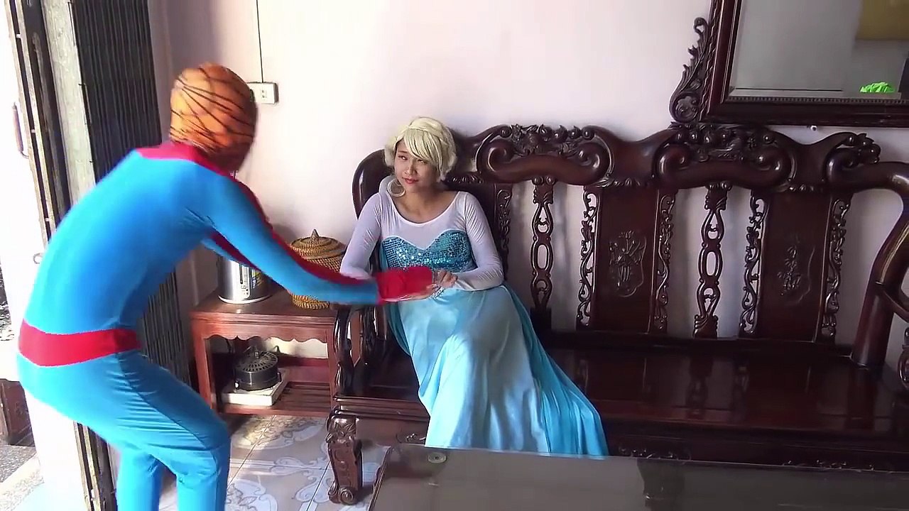 Fart in the mouth Joker haha Spiderman Frozen elsa vs Pinks SpiderGirl Superheroes Funny part 8